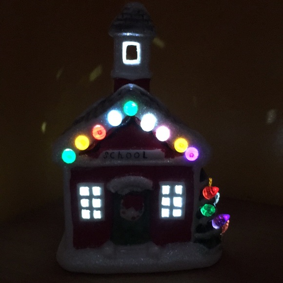 Little Red Schoolhouse LED Christmas is Forever Village Lights Up - Picture 16 of 16